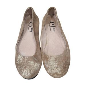FS/ny Gold Shimmer Flats Shoes Womens US 8 Golden Comfort Casual Wear Slip On